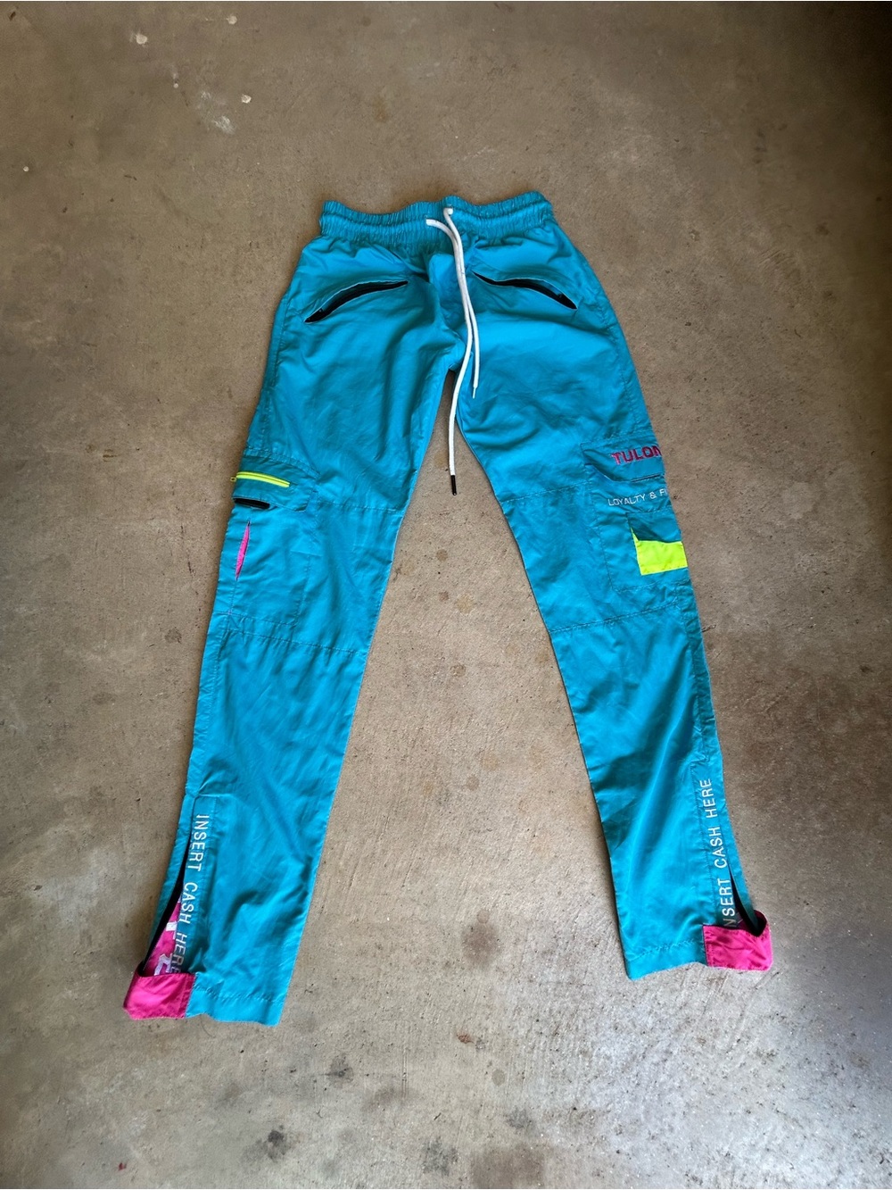 Tulones Turquoise Cargo Joggers with Neon Accents